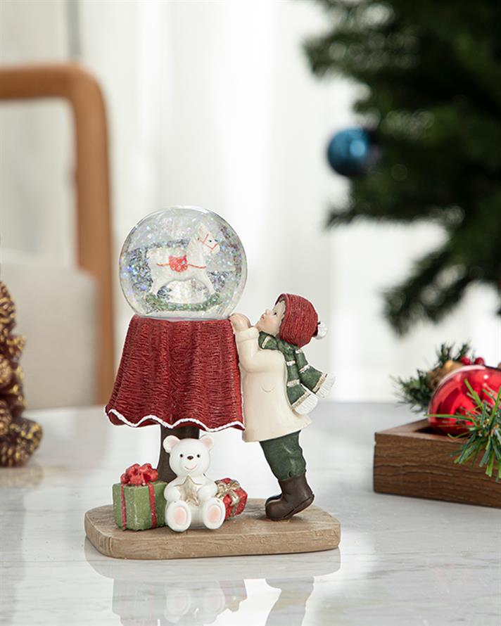 New Year Glob De Zăpadă , 12,5*9,5*16 Cm, Gri-Verde