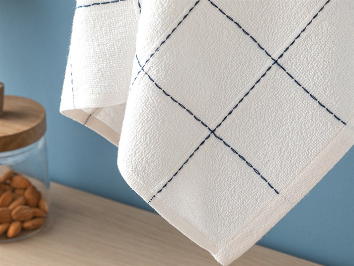 Nifty Plaid Cotton Drying Cloth 40x60 cm White - Navy Blue