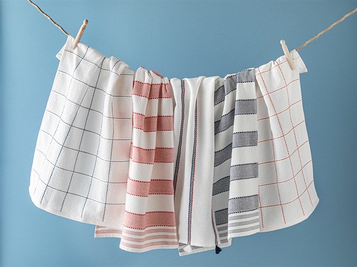 Nifty Plaid Cotton Drying Cloth 40x60 cm White - Navy Blue