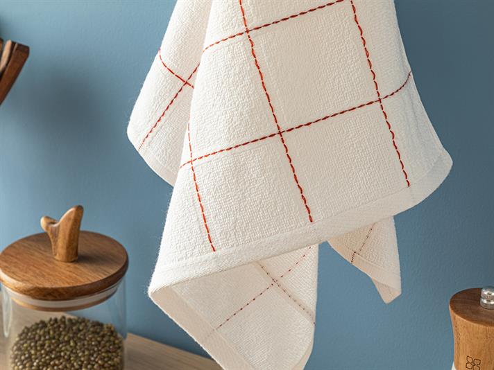 Nifty Plaid Cotton Drying Cloth 40x60 cm White - Red