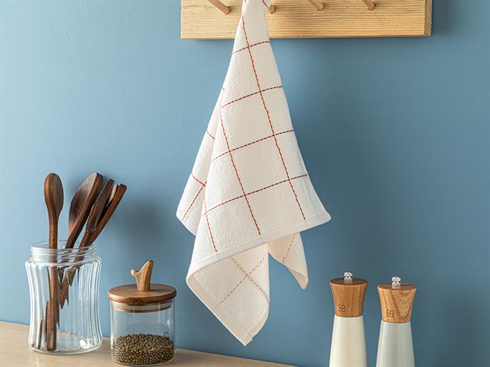 Nifty Plaid Cotton Drying Cloth 40x60 cm White - Red