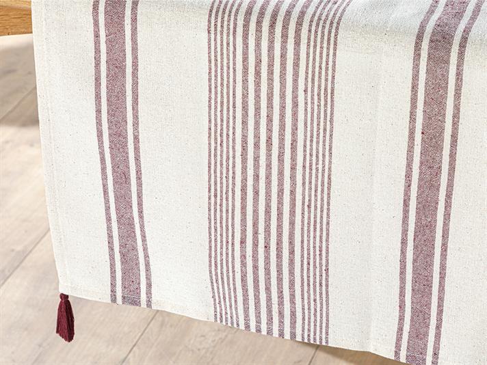 Nola Cotton Fringed Runner 40x150 cm Cream - Maroon