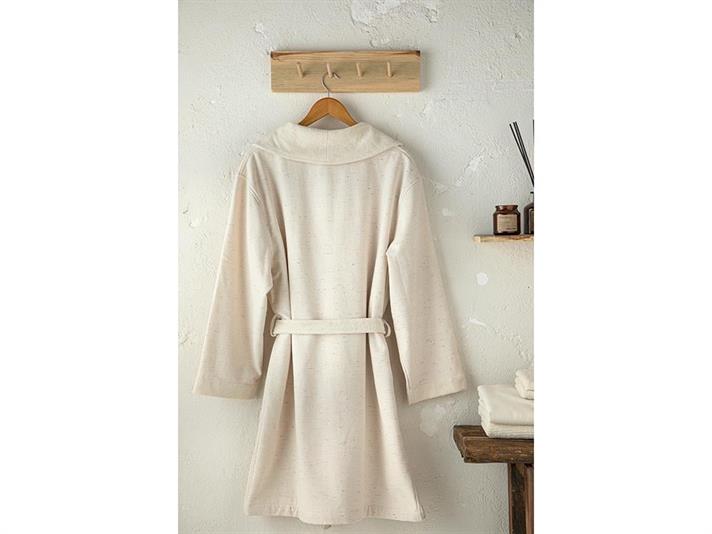Nope Cotton Polyester Shawl Collar Bathrobe S-M Beige