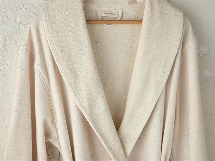 Nope Cotton Polyester Shawl Collar Bathrobe S-M Beige