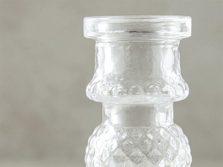 Suport lumanare, Nora, sticla, 20 cm, transparent