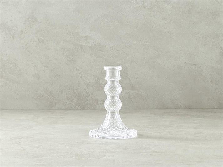 Suport lumanare, Nora, sticla, 20 cm, transparent