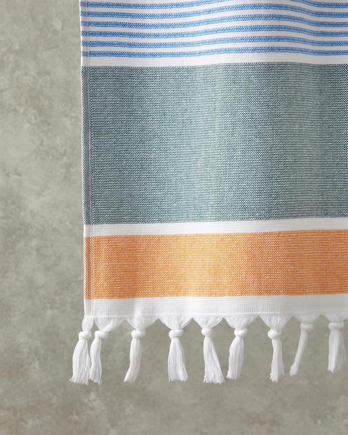 Nossa Cu Bumbac Cu Franjuri Prosop De Plajă 90x150 cm Ecru - Verde - Galben