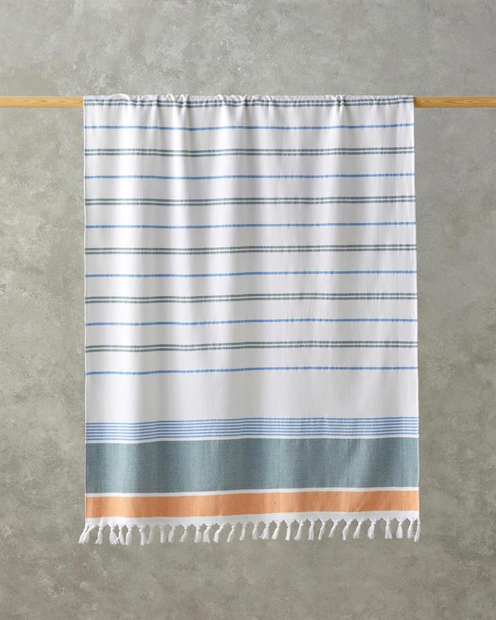 Nossa Cu Bumbac Cu Franjuri Prosop De Plajă 90x150 cm Ecru - Verde - Galben