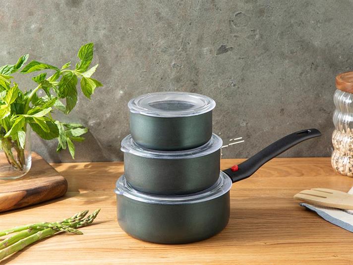 Nova Granite 7 Pcs Cook&Store Set 12-14-16 cm Green