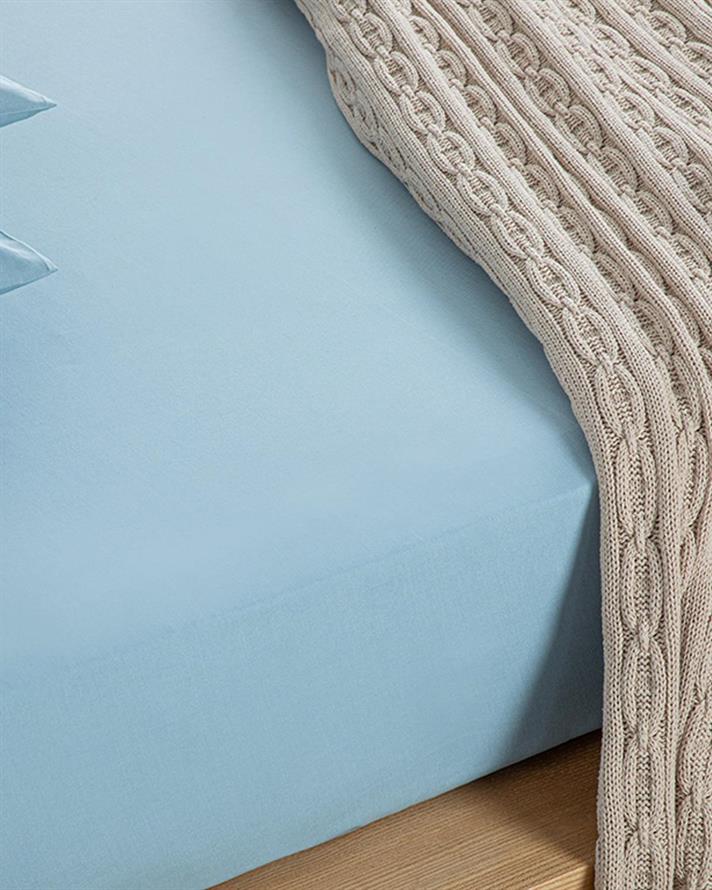Novella Premium Soft Cotton Single Set Cearșaf Cu Elastic 100x200 cm Albastru