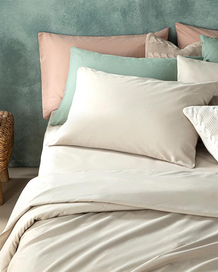 Novella Set Lenjerie De Pat Single - Set Lenjerie De Pat Bumbac & Viscoză | English Home, 160 x 220 cm, Bej