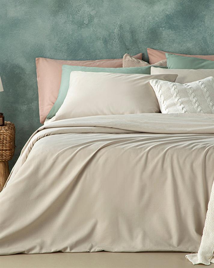 Novella Set Lenjerie De Pat Single - Set Lenjerie De Pat Bumbac & Viscoză | English Home, 160 x 220 cm, Bej