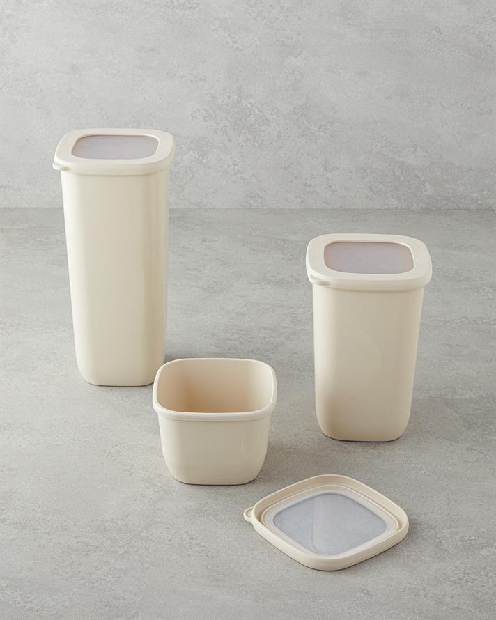 Novia Plastic Cu 3 Piese Borcan 550 ml-1200 ml-1700 ml Crem.