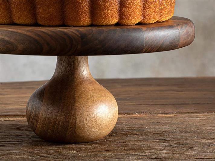 Nuc Walnut Cake Stand 30 cm Dark Brown