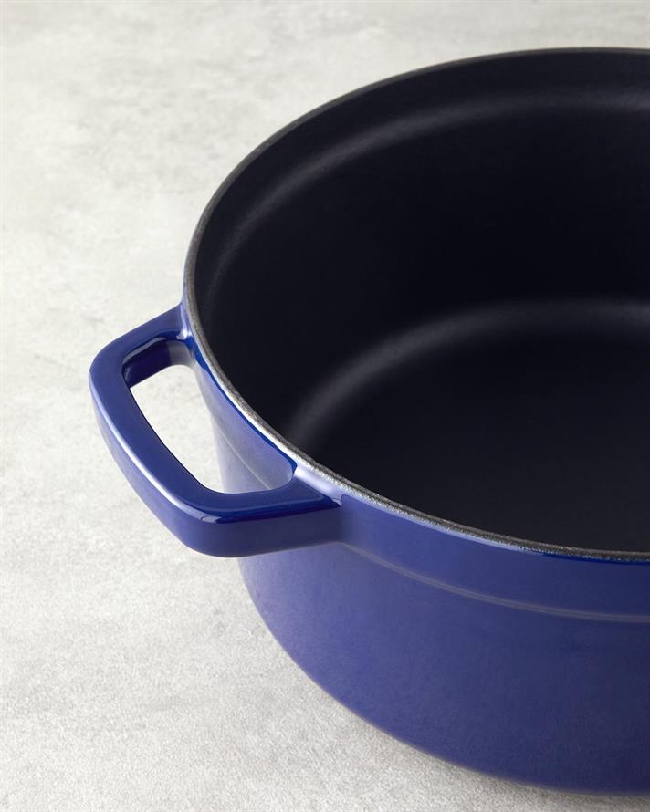 Oala cu capac, Hecha, fonta, 24 cm, bleu