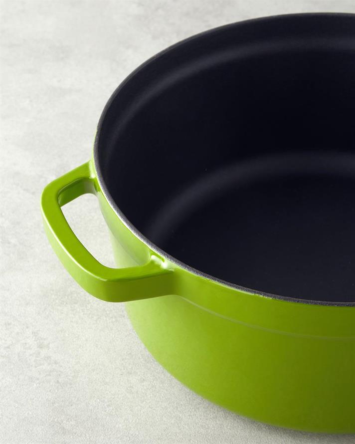 Oala cu capac, Hecha, fonta, 24 cm, verde