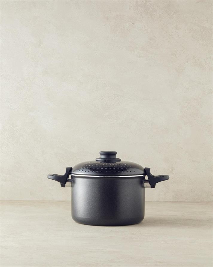 Oala pentru paste cu capac, Rio, aluminiu, 20 cm, negru