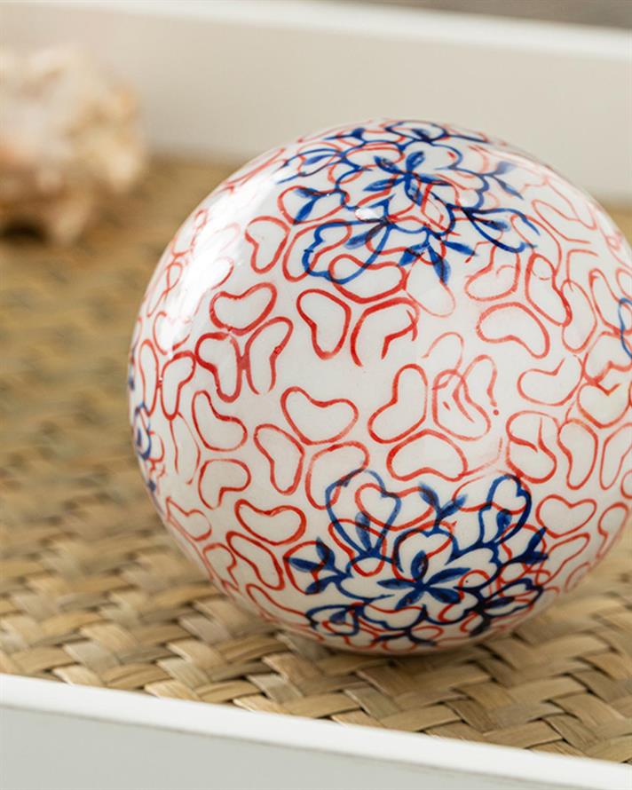 Obiect decorativ, Karen, porțelan, 8 cm, roșu - bleu