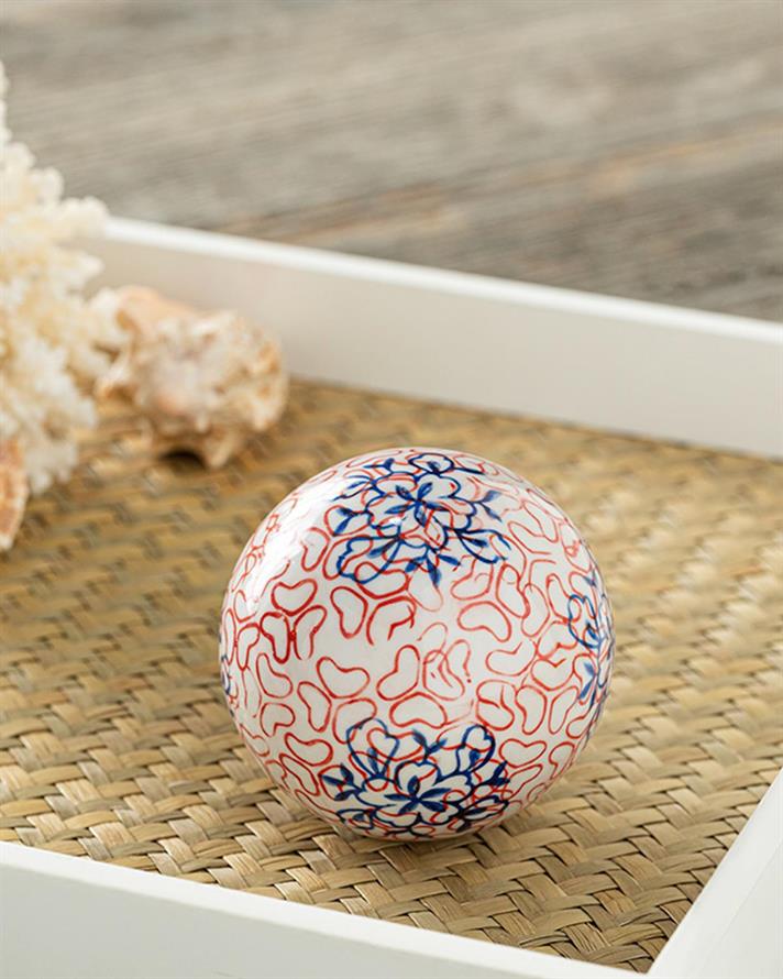 Obiect decorativ, Karen, porțelan, 8 cm, roșu - bleu