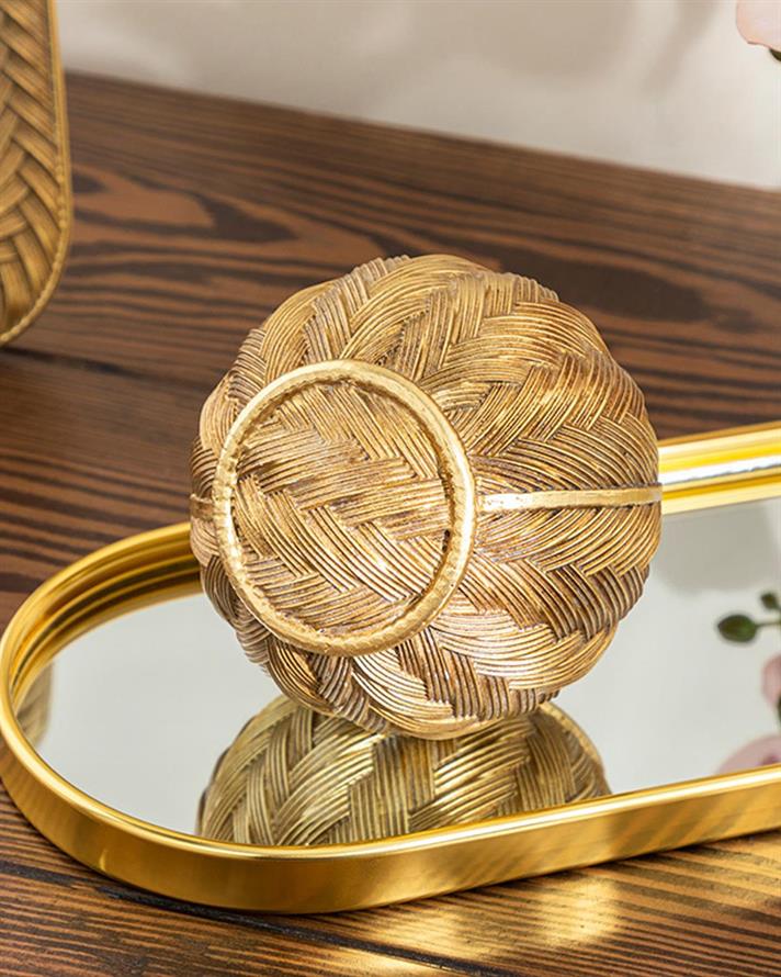 Knits Polyresin Decorative Object 11,5x11,5x11,5 cm Gold