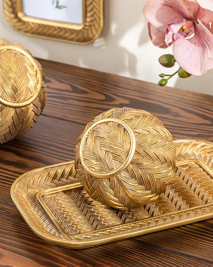 Knits Polyresin Decorative Object 11,5x11,5x11,5 cm Gold