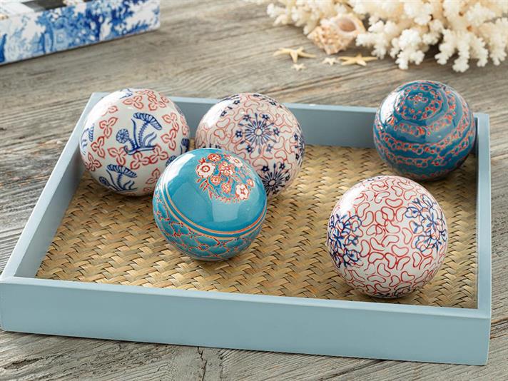 Obiect decorativ, Lauren, porțelan, 8 cm, roșu - bleu