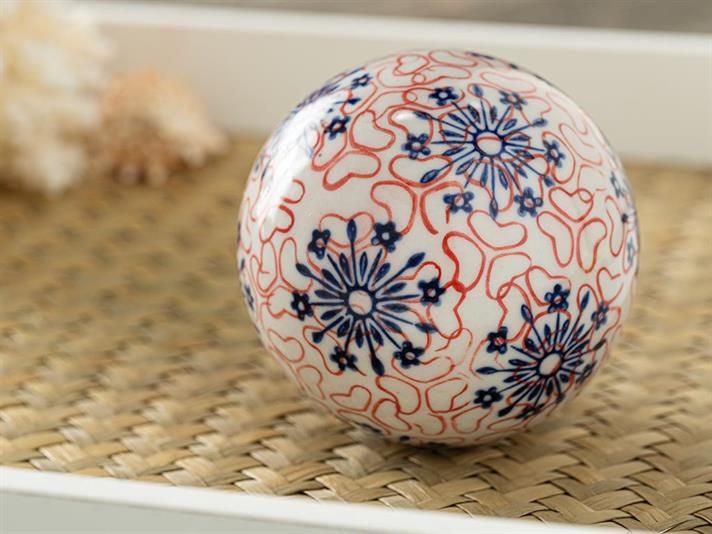 Obiect decorativ, Lauren, porțelan, 8 cm, roșu - bleu