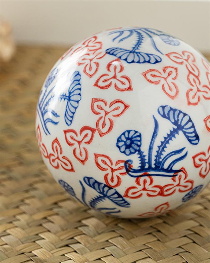 Obiect decorativ, Loren, porțelan, 8 cm, roșu - bleu
