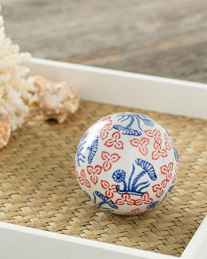 Obiect decorativ, Loren, porțelan, 8 cm, roșu - bleu