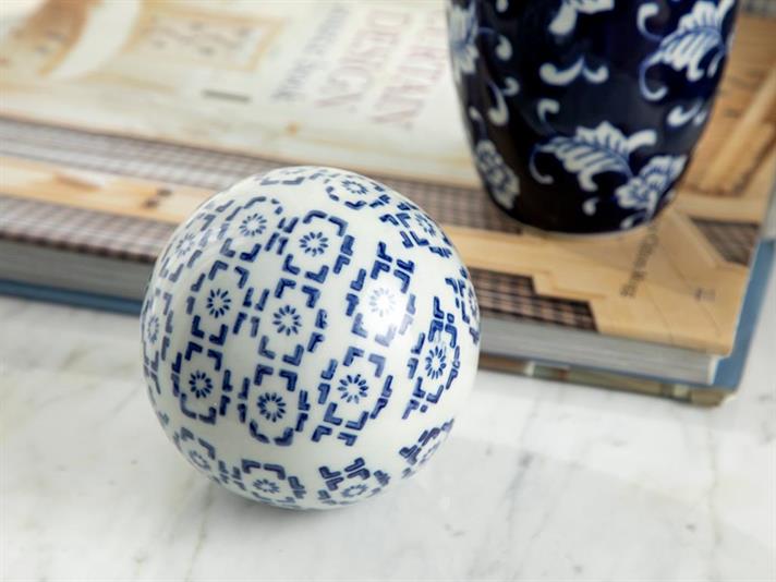 Obiect decorativ, Steve, porțelan, 10x10x10 cm, bleu-alb
