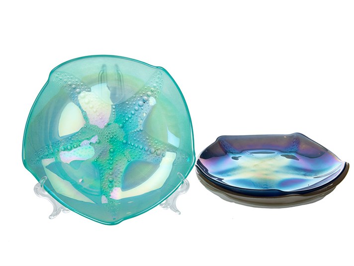 Ocean Glass 4 Pieces Service Plate 20 cm Blue
