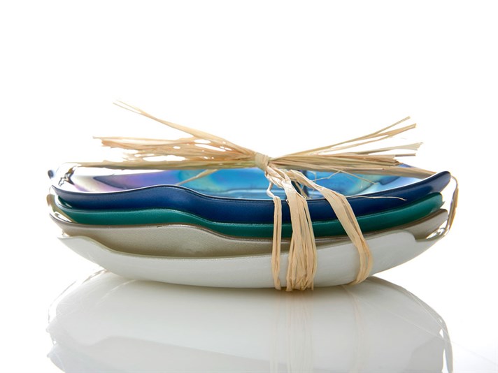 Ocean Glass 4 Pieces Service Plate 20 cm Blue