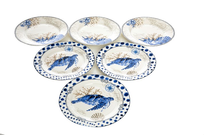 Ocean Blue Bone China 6 pcs 20 cm BLUE..