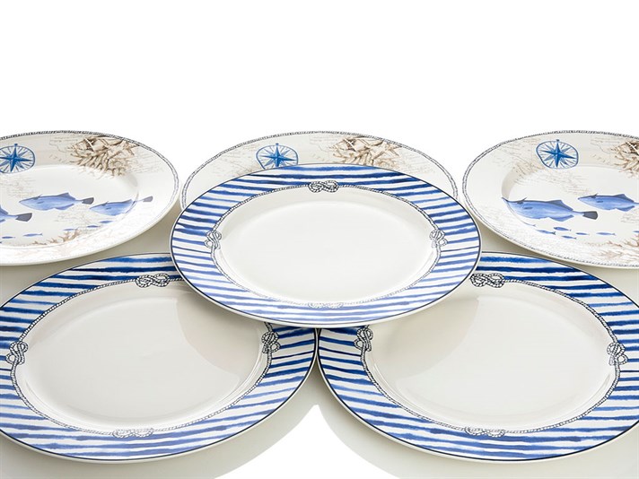 Ocean Blue Bone China 6 pcs 27 cm BLUE..