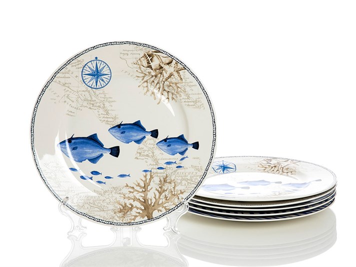 Ocean Blue Bone China 6 pcs 27 cm BLUE..