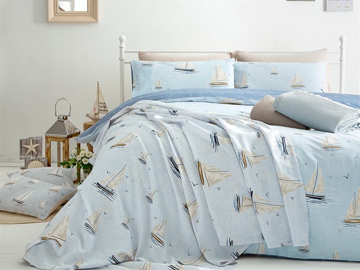 Ocean albastru Cu Bumbac Double Lenjerie De Pat 200x220 cm Albastru