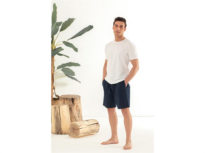 Ocean Combed Cotton Mens Pajama Set M Navy Blue