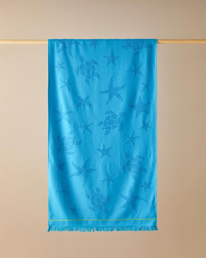 Ocean Cu Bumbac Prosop De Plajă 70x140 cm Albastru