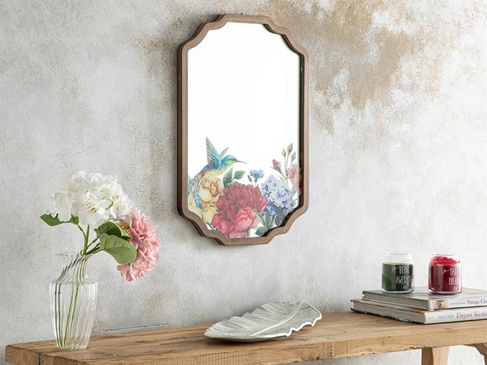 Oglindă de perete, Flying Birds, plastic, 35x50 cm, maro