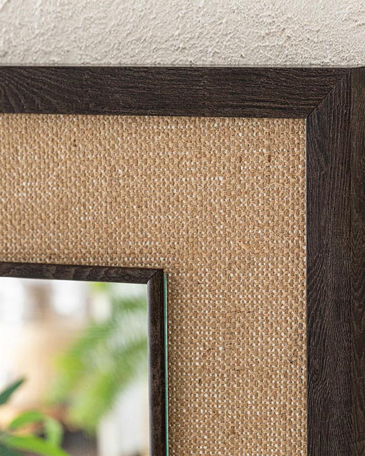 Oglindă de perete, Natural, plastic-mdf-rattan, 40x40 cm, maro