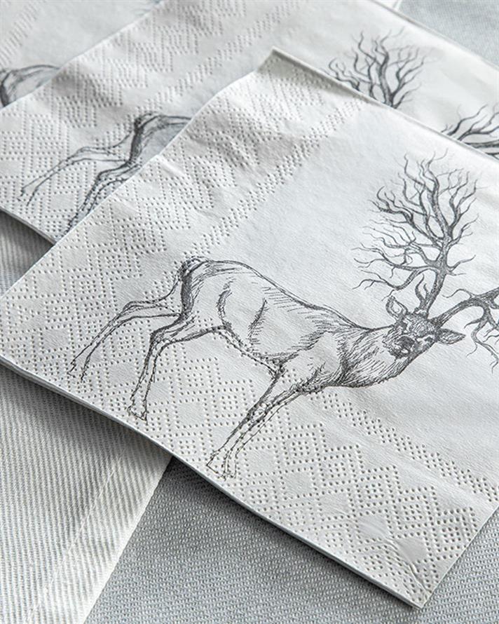 Oh Deer Șervețele De Hartie Set 20, Hârtie, 25*25 Cm, Albastru İnchis