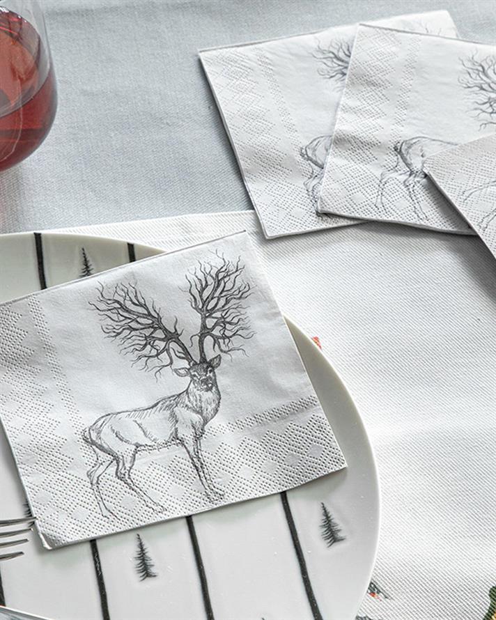 Oh Deer Șervețele De Hartie Set 20, Hârtie, 25*25 Cm, Albastru İnchis