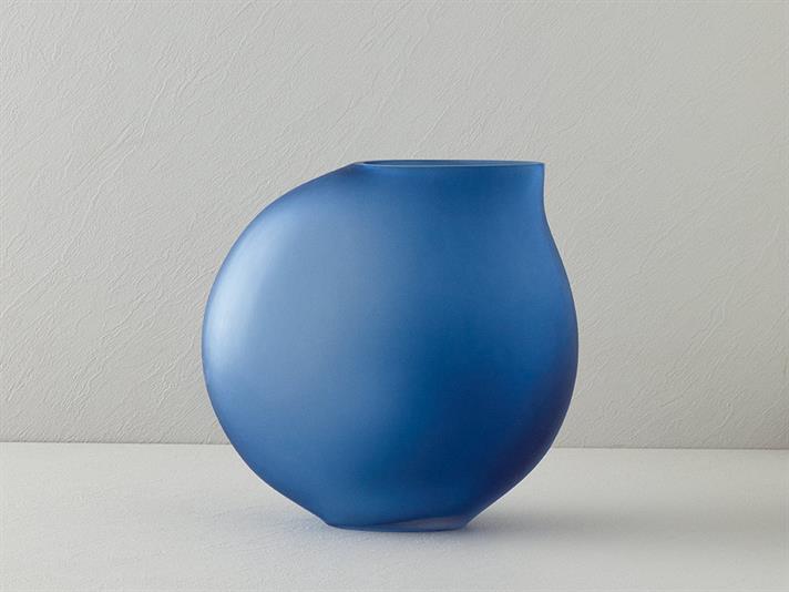 Vază, Olena, sticlă, 28x29x14 cm, bleumarin