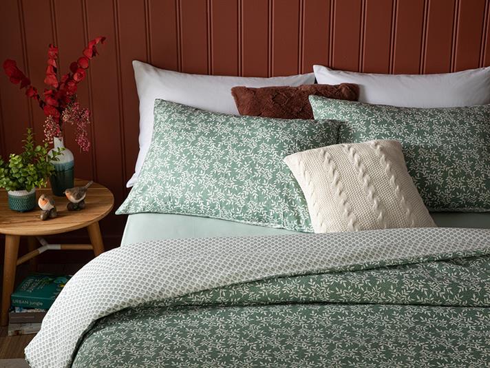 Olive Branch Clătite King Size Set Cearșaf Și Lenjerie De Pat 240x220 cm Verde