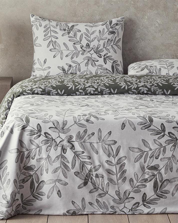 Olive Twig Set Lenjerie De Pat Dublu - Set Lenjerie De Pat Bumbac | English Home, 200 x 220 cm, Verde măsliniu