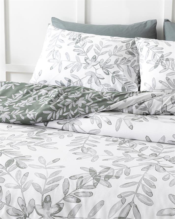 Olive Twig Set Lenjerie De Pat King Size - Set Lenjerie De Pat Bumbac | English Home, 240 x 220 cm, Verde măsliniu