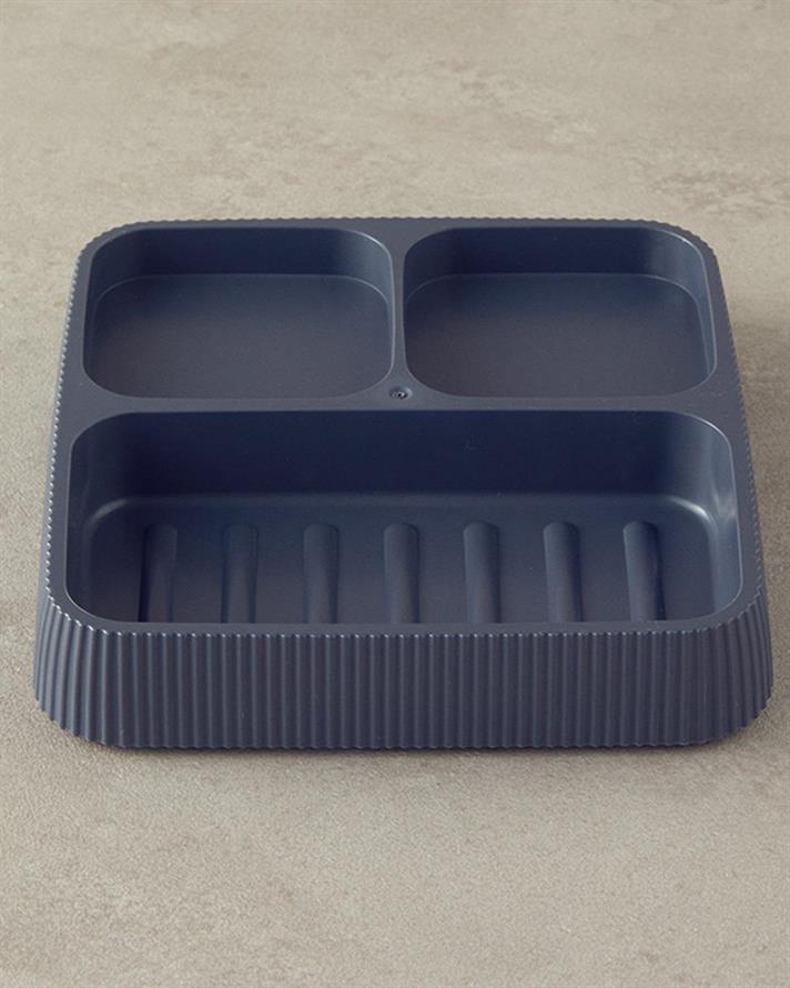 Set 3 accesorii de baie, Olivia, plastic, 15x16x17 cm, antracit