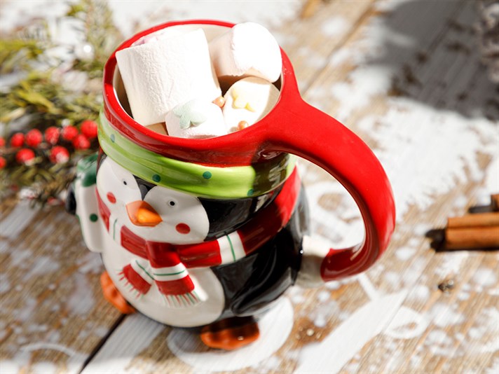 Snowman Dolomite Mug 13x9x11 cm Black - White