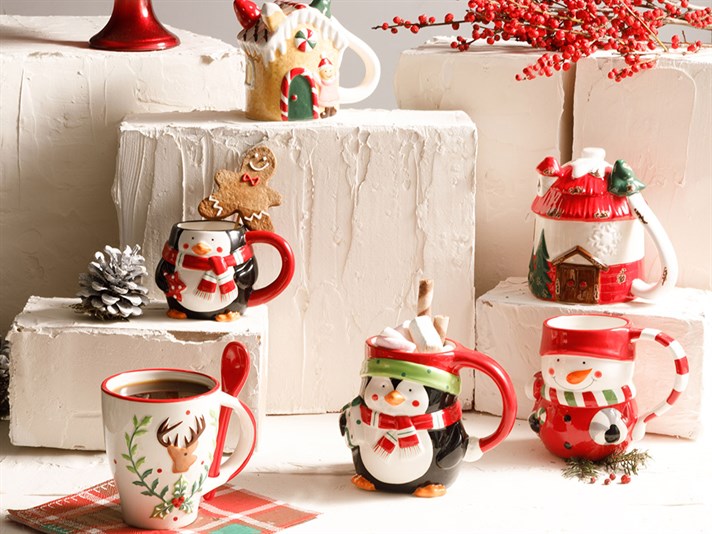 Snowman Dolomite Mug 13x9x11 cm Black - White