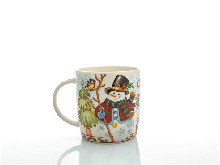 Funny Snowman Bone China Cup 350 ml Red